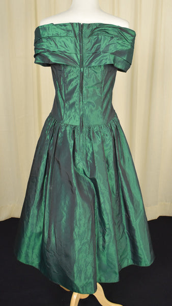 Gunne Sax by Jessica McClintock Vintage 80s does 1950s Emerald Dress Cats Like Us