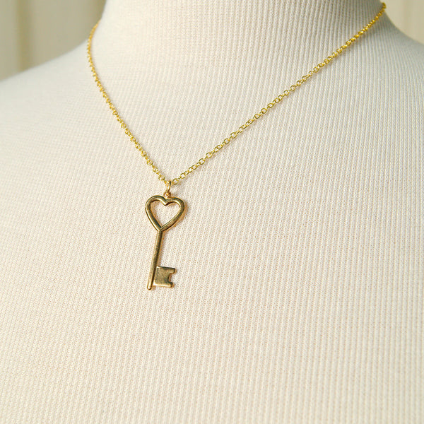 Heart of Gold Key Necklace Cats Like Us