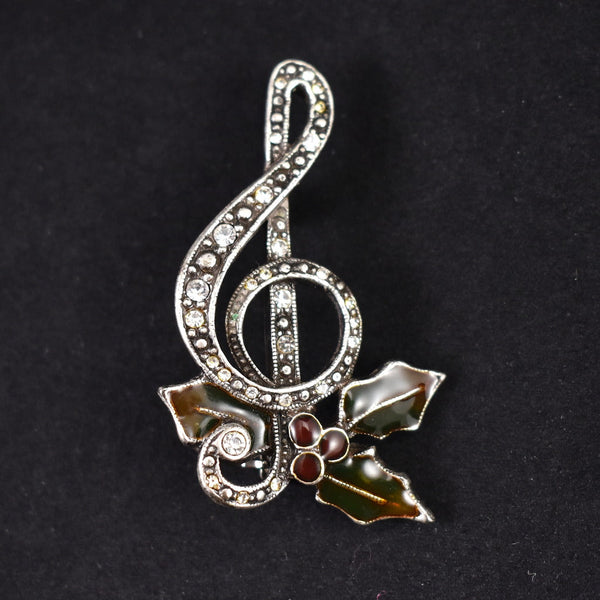 Holiday Music G Clef Vintage Brooch Cats Like Us