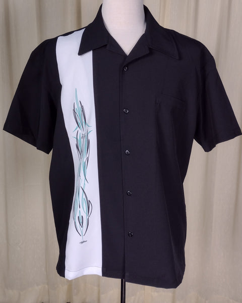 Cats Like Us X Von Straus Pinstripe Bowling Shirt