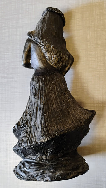 Poly Arts LTD Black And Gold Hula Dancer Girl Vintage Made In Hawaii