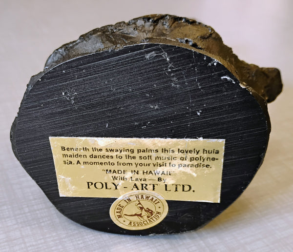 Poly Arts LTD Black And Gold Hula Dancer Girl Vintage Made In Hawaii