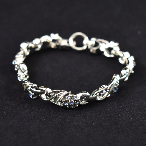 Ice Blue Vintage Rhinestone & Leaf Set Cats Like Us