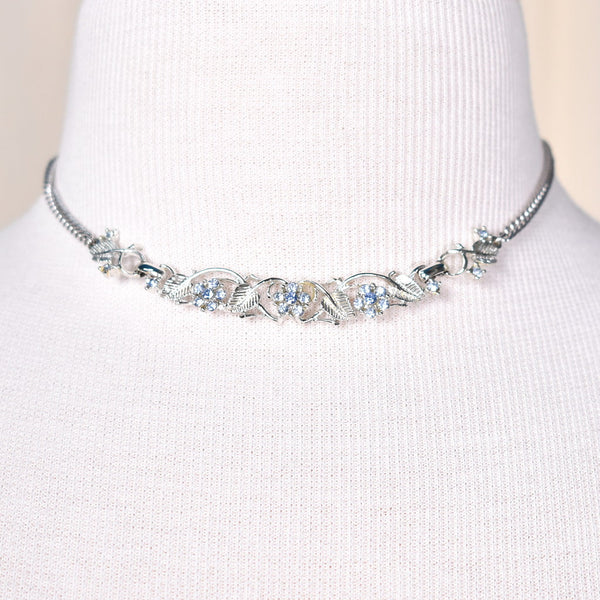 Ice Blue Vintage Rhinestone & Leaf Set Cats Like Us