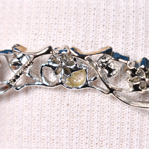 Ice Blue Vintage Rhinestone & Leaf Set Cats Like Us