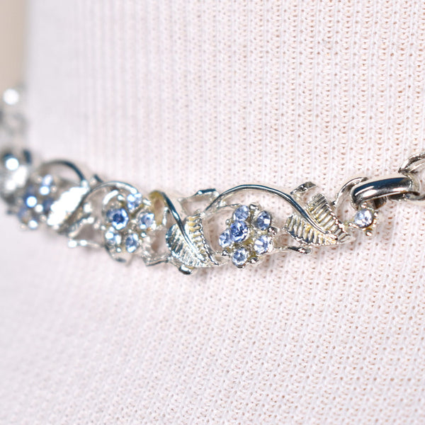 Ice Blue Vintage Rhinestone & Leaf Set Cats Like Us