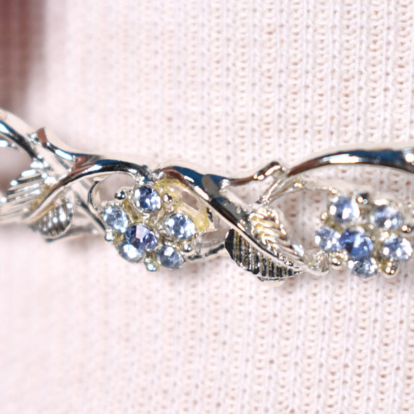 Ice Blue Vintage Rhinestone & Leaf Set Cats Like Us