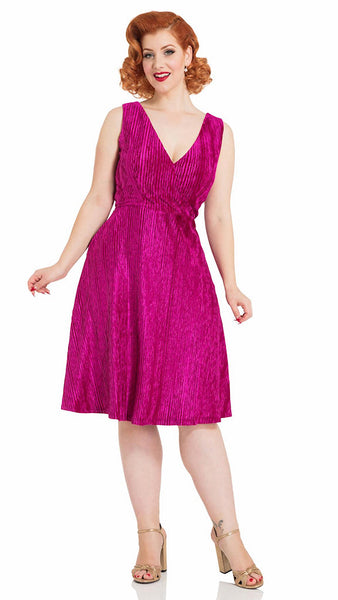 Irene Magenta Velvet Dress Cats Like Us