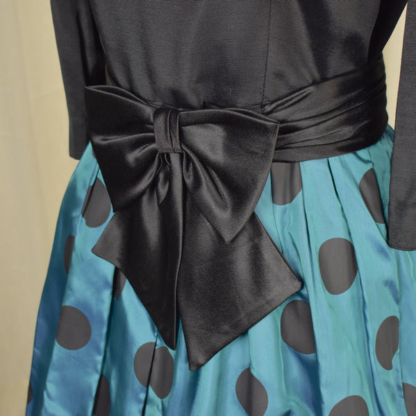 Lanz Originals 80s does 1950s Vintage Blue Polka Dot Dress Cats Like Us