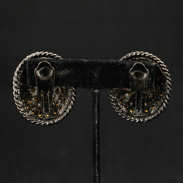 Large Amber Rhinestone Vintage Earrings Cats Like Us