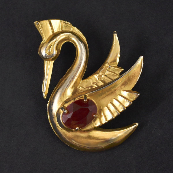 Large Gold Rhinestone Bird Brooch Cats Like Us