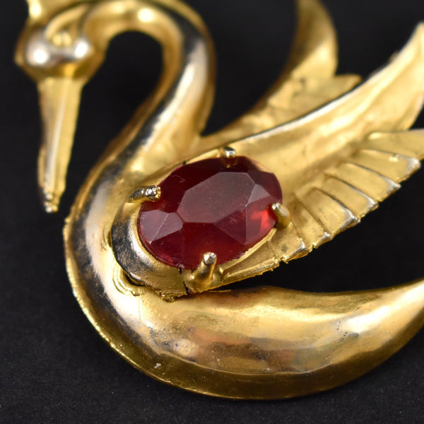 Large Gold Rhinestone Bird Brooch Cats Like Us