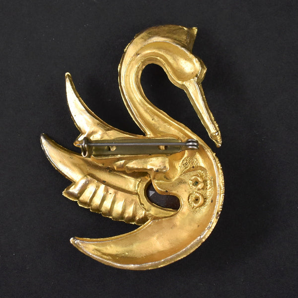 Large Gold Rhinestone Bird Brooch Cats Like Us