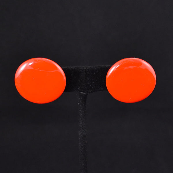 Large Red Enamel Dot Vintage Earrings Cats Like Us
