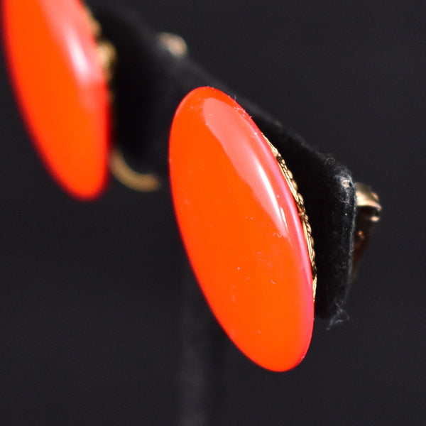 Large Red Enamel Dot Vintage Earrings Cats Like Us