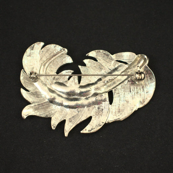 Large Silver Feather Brooch Cats Like Us