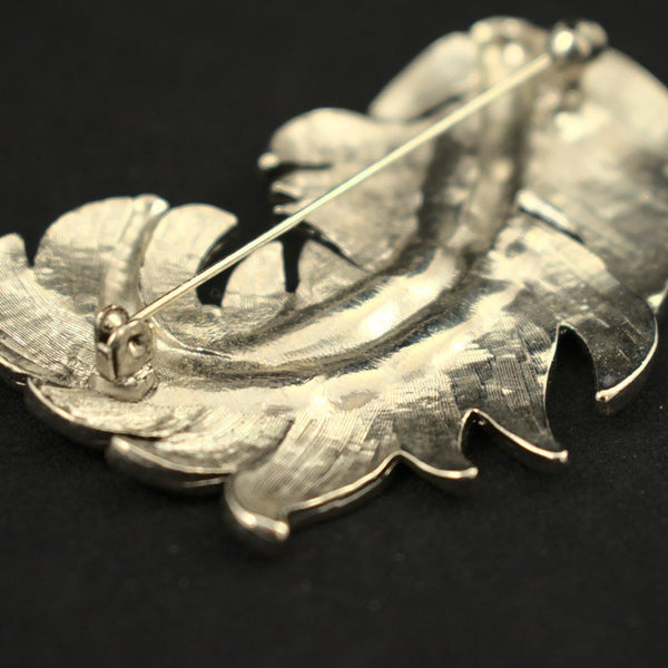 Large Silver Feather Brooch Cats Like Us