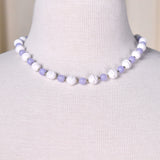 Cats Like Us Lavender and White Bead Necklace