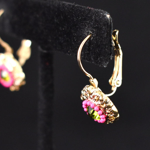 Lime & Pink Dangling Earrings Cats Like Us