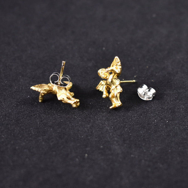 Little Gold Cupid Vintage Earrings Cats Like Us