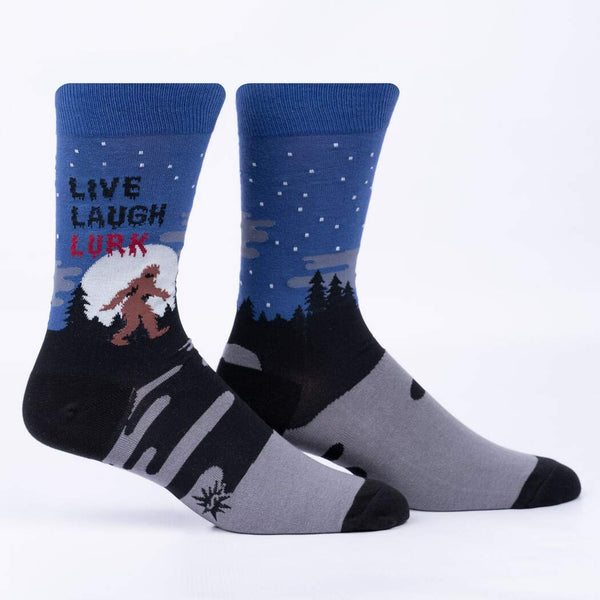 Live Laugh Lurk Bigfoot Socks Cats Like Us