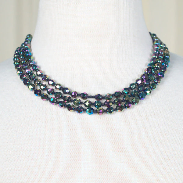 Long Black Iridescent Necklace Cats Like Us