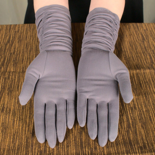 Long Charcoal Ruched Gloves Cats Like Us