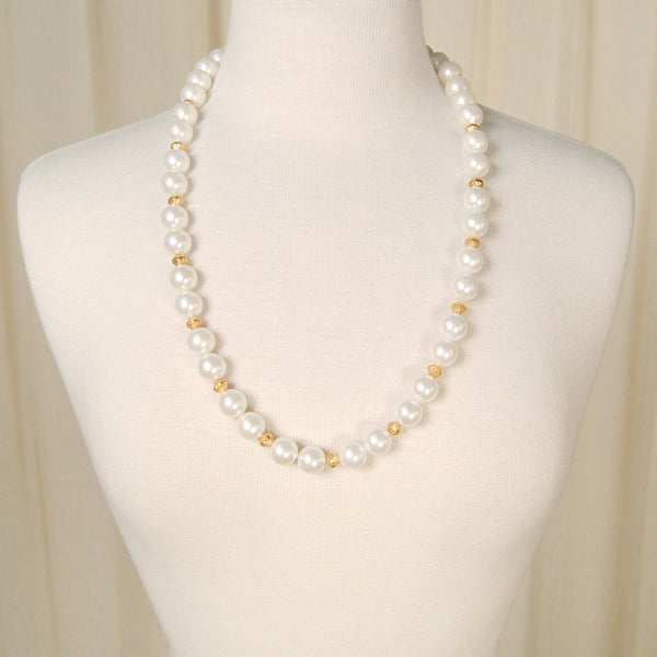 Long Gold & Pearl Necklace Cats Like Us