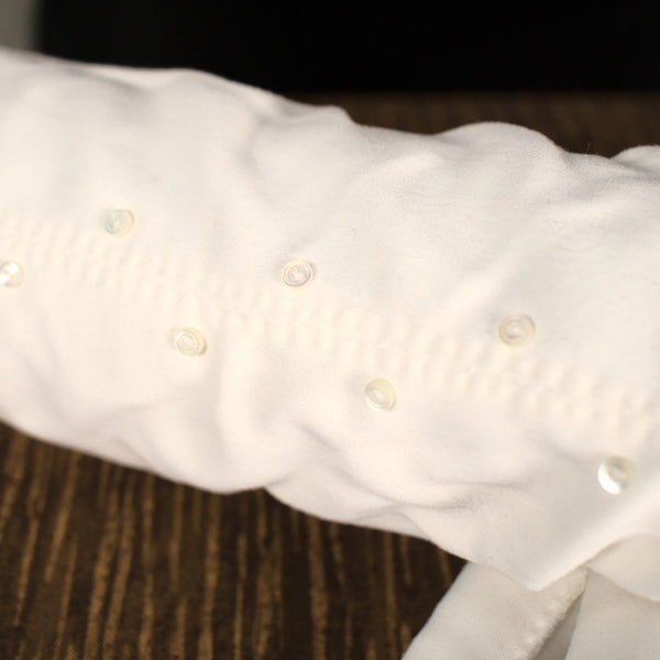 Long White Tiny Button Gloves Cats Like Us