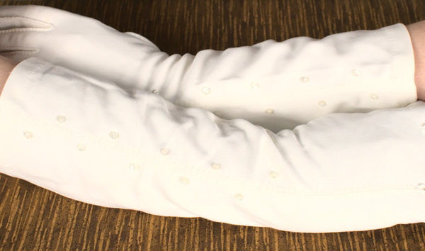 Long White Tiny Button Gloves Cats Like Us
