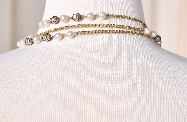 Long Wrapped Pearl Necklace Cats Like Us