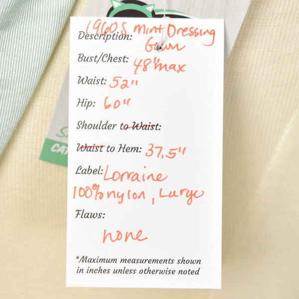 Lorraine Vintage 1960s Mint & Lace Dressing Gown Cats Like Us