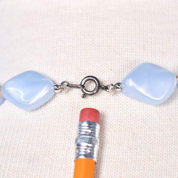 Lt Blue Abstract Bead Vintage Necklace Cats Like Us