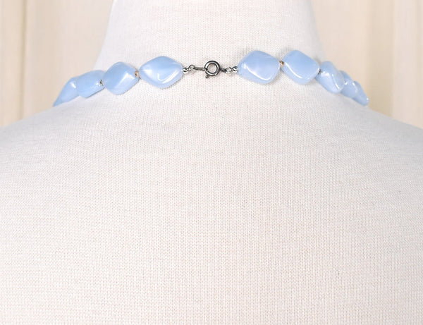 Lt Blue Abstract Bead Vintage Necklace Cats Like Us