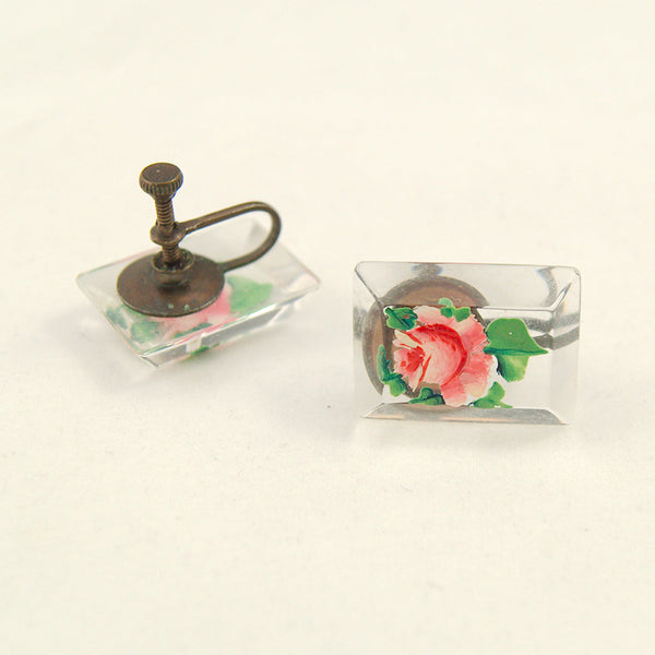 Lucite Rose Pin & Earring Set Cats Like Us