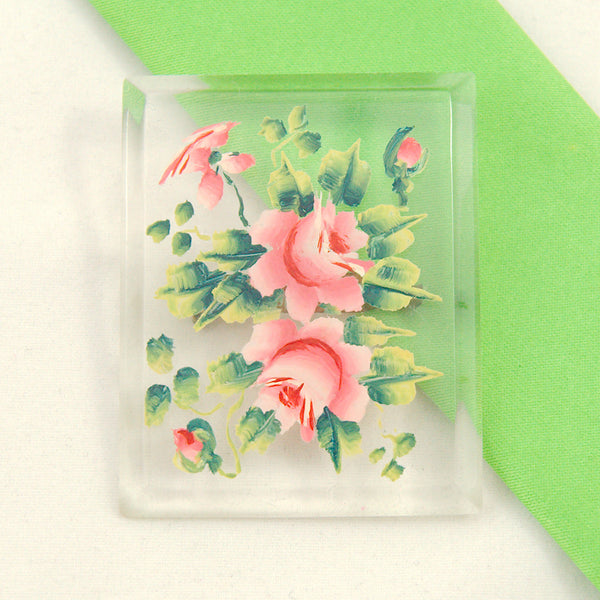 Lucite Rose Pin & Earring Set Cats Like Us