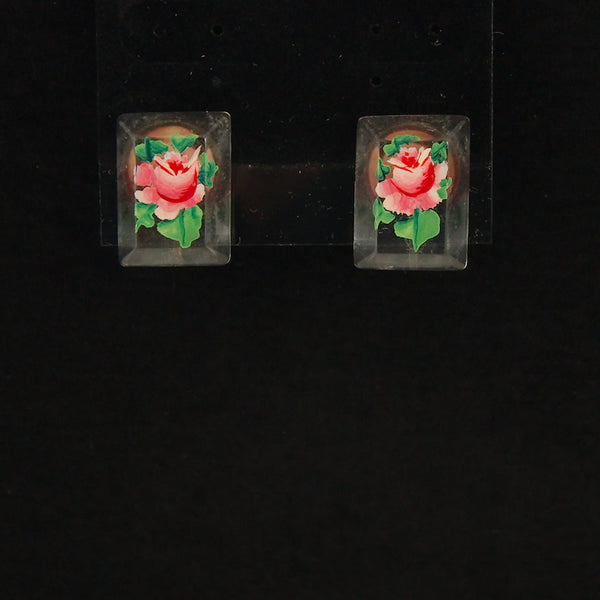 Lucite Rose Pin & Earring Set Cats Like Us