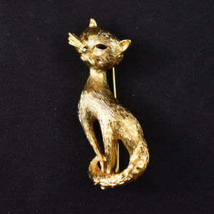 MCM Textured Gold Cat Brooch Cats Like Us