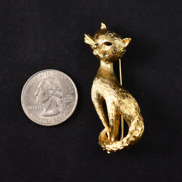 MCM Textured Gold Cat Brooch Cats Like Us