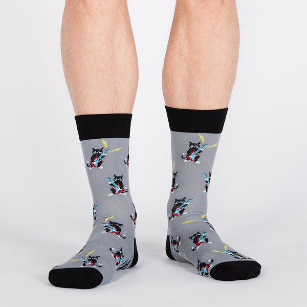Mens Rock Paw-ty Crew Socks Cats Like Us