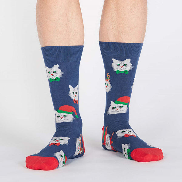 Mens Santa Claws Cat Crew Socks Cats Like Us