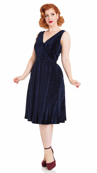 Millicent Navy Velvet Dress Cats Like Us