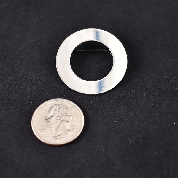 Modernist Silver Circle Vintage Brooch Cats Like Us
