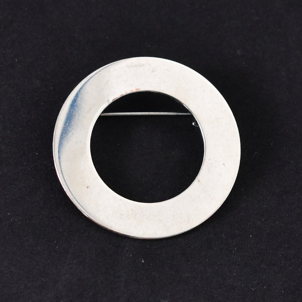 Modernist Silver Circle Vintage Brooch Cats Like Us