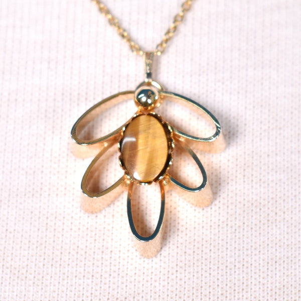Modernist Tiger Eye Vintage Necklace Cats Like Us