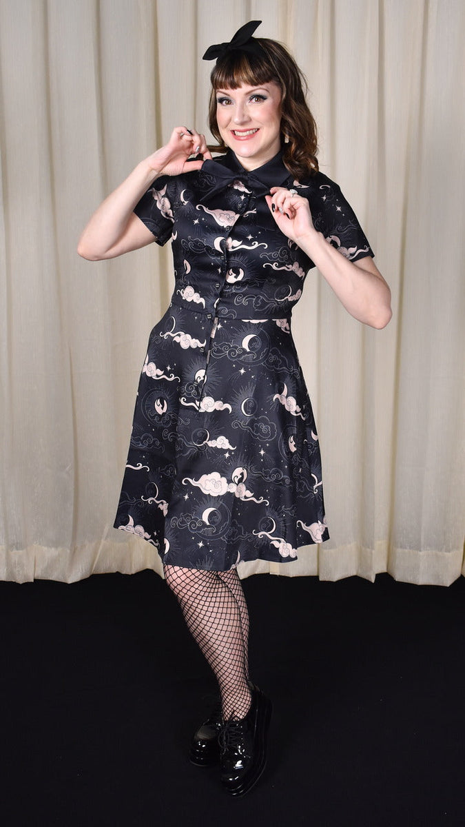 Moon Phases Cat Dress Black / XL