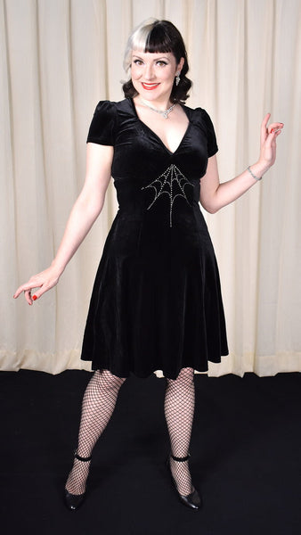 Morticia Black Velvet Dress Cats Like Us