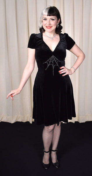 Morticia Black Velvet Dress Cats Like Us