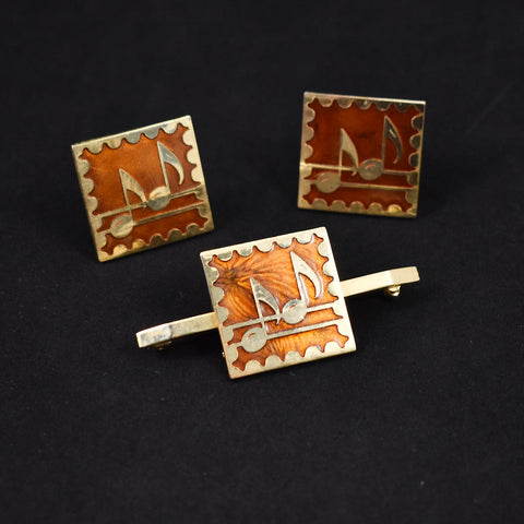 Music Note Cuff Vintage Links & Pin Set Cats Like Us