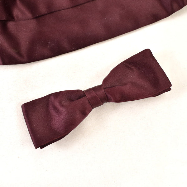NIB Vintage Burgundy Cummerbund & Bow Tie Set Cats Like Us